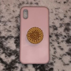 Silicone iPhone X case with Rattan Popsocket